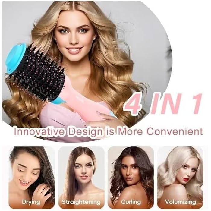 Mohair 2400W,Hair Dryer Brush with Black Ion Technolog,Wide Oval Design 19cm, 3 Heat Settings,360° Airflow Hot Air Brush for Fast Drying & Styling,Ionic Anti-Frizz Technology (  ) - Image 3